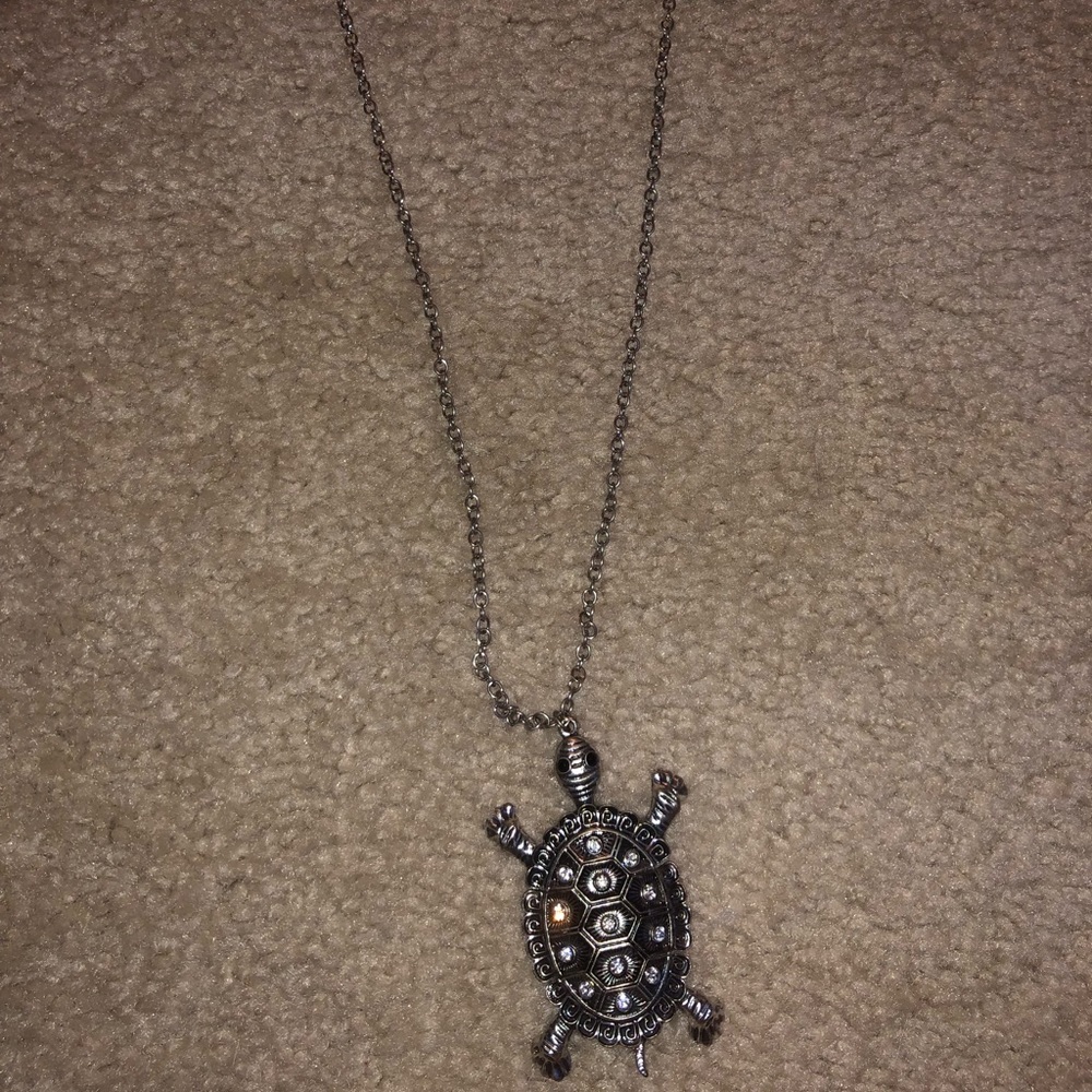 Long Accent Necklace with Turtle Pennant